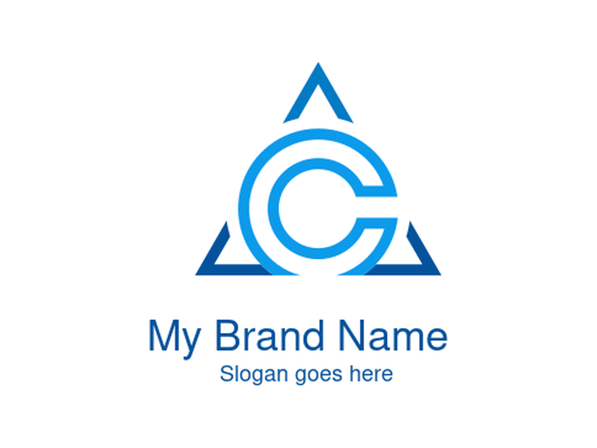 Modern Blue Geometric Triangle ,Letter A and Circular  C Logo Design for Innovative Business Branding
